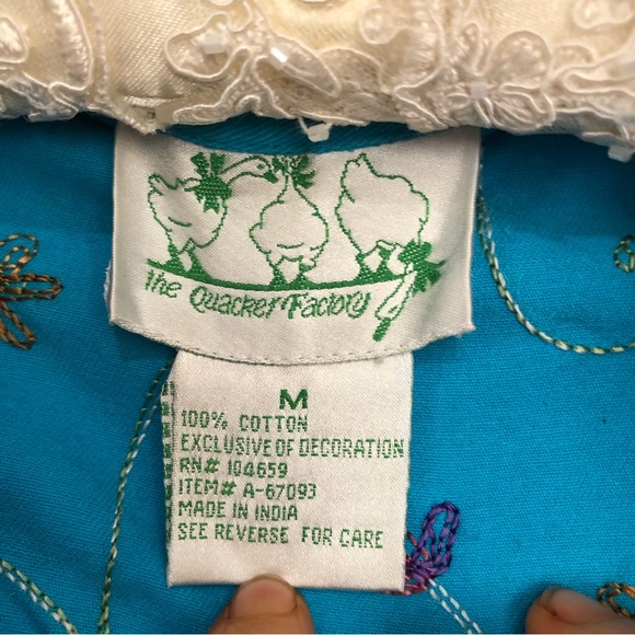 Vintage Granny Core  bright blue floral embroidered beaded shaket size medium - Picture 4 of 13